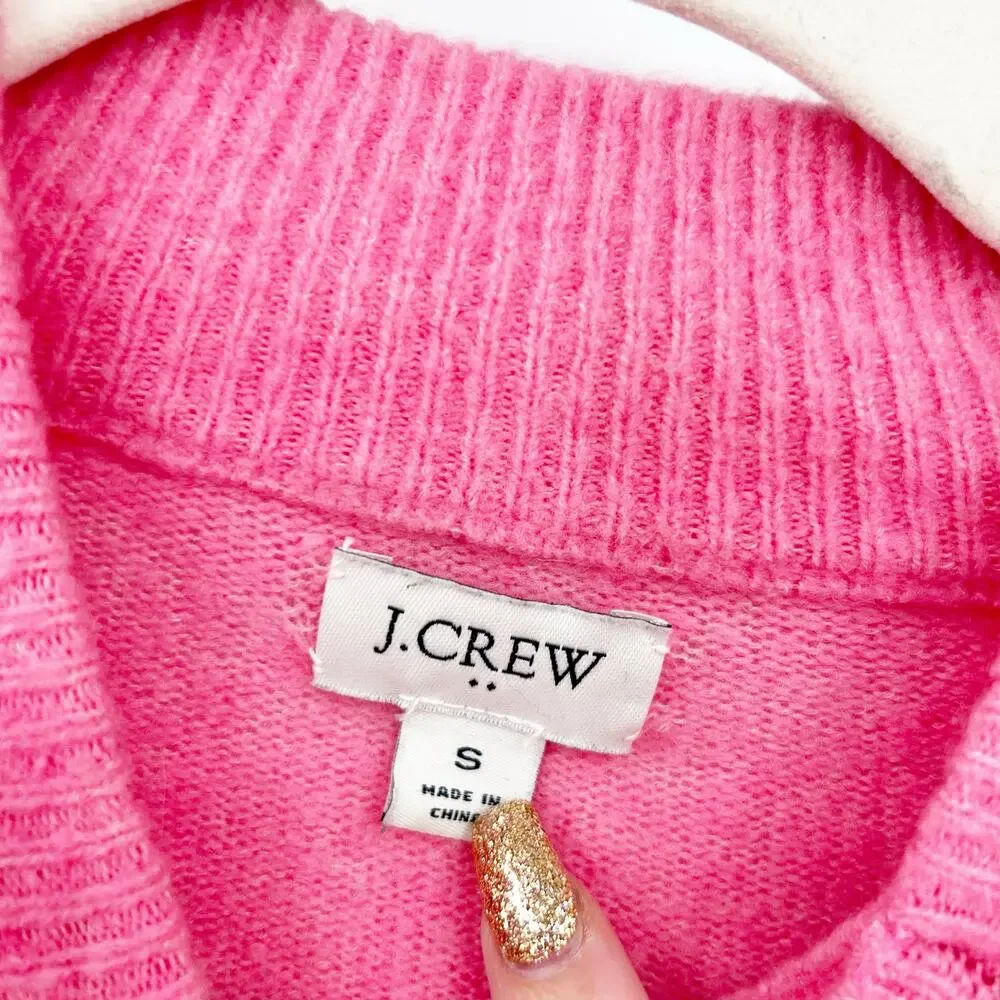 J. Crew Womens Fall Barbiecore Button Extra‎ Soft Yarn Wool Blend Sweater Size S